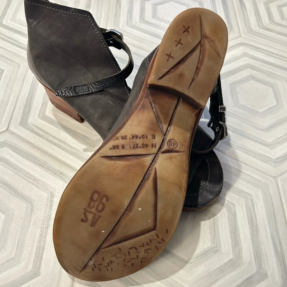 A.S.98 Black Leather Heels - Picture 2 of 4